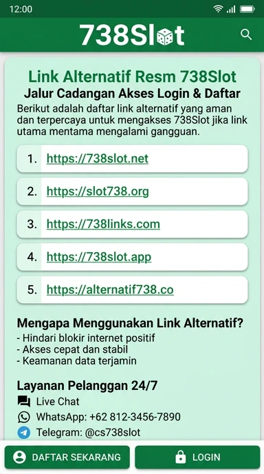 Tampilan link alternatif 738slot