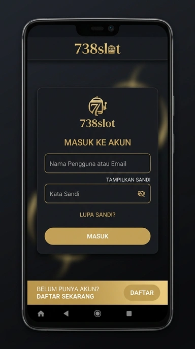 Tampilan halaman login 738slot