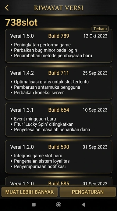 Tampilan riwayat versi 738slot