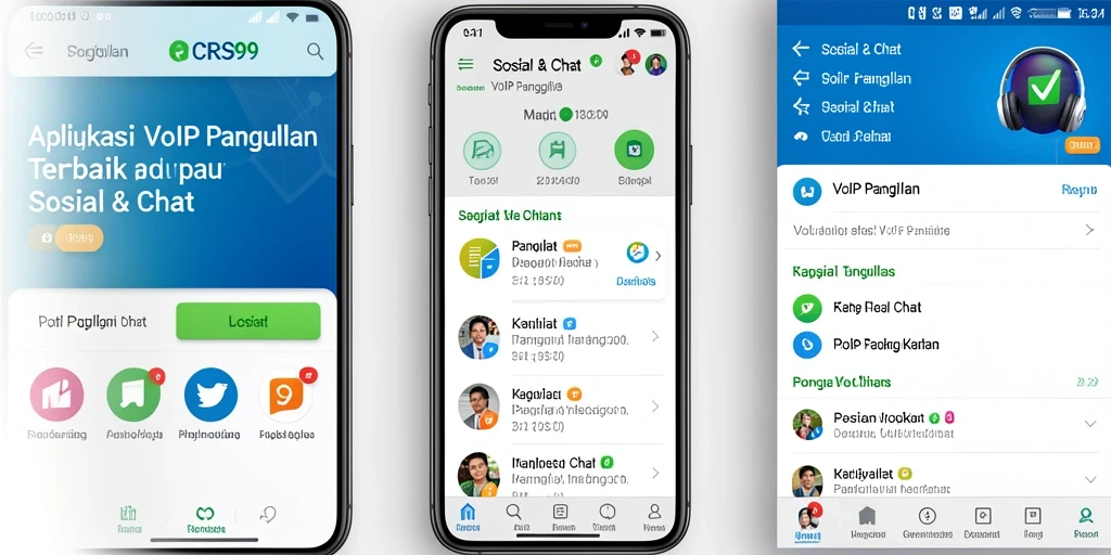 Antarmuka aplikasi VoIP Panggilan CRS99 yang modern dan intuitif.