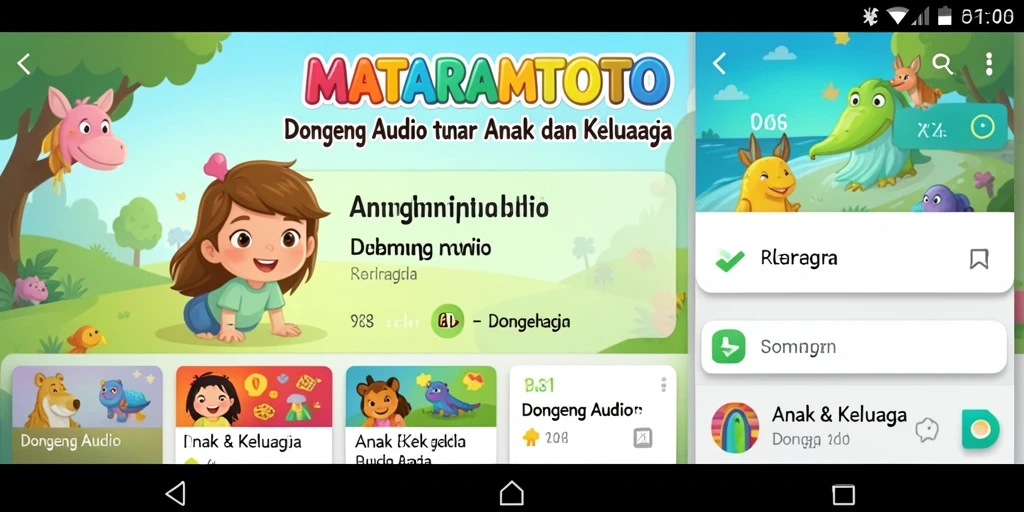 Tampilan antarmuka sederhana aplikasi dongeng audio MATARAMTOTO