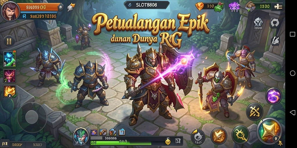 Antarmuka menarik dari game RPG SLOT8808 yang penuh warna dan detail.